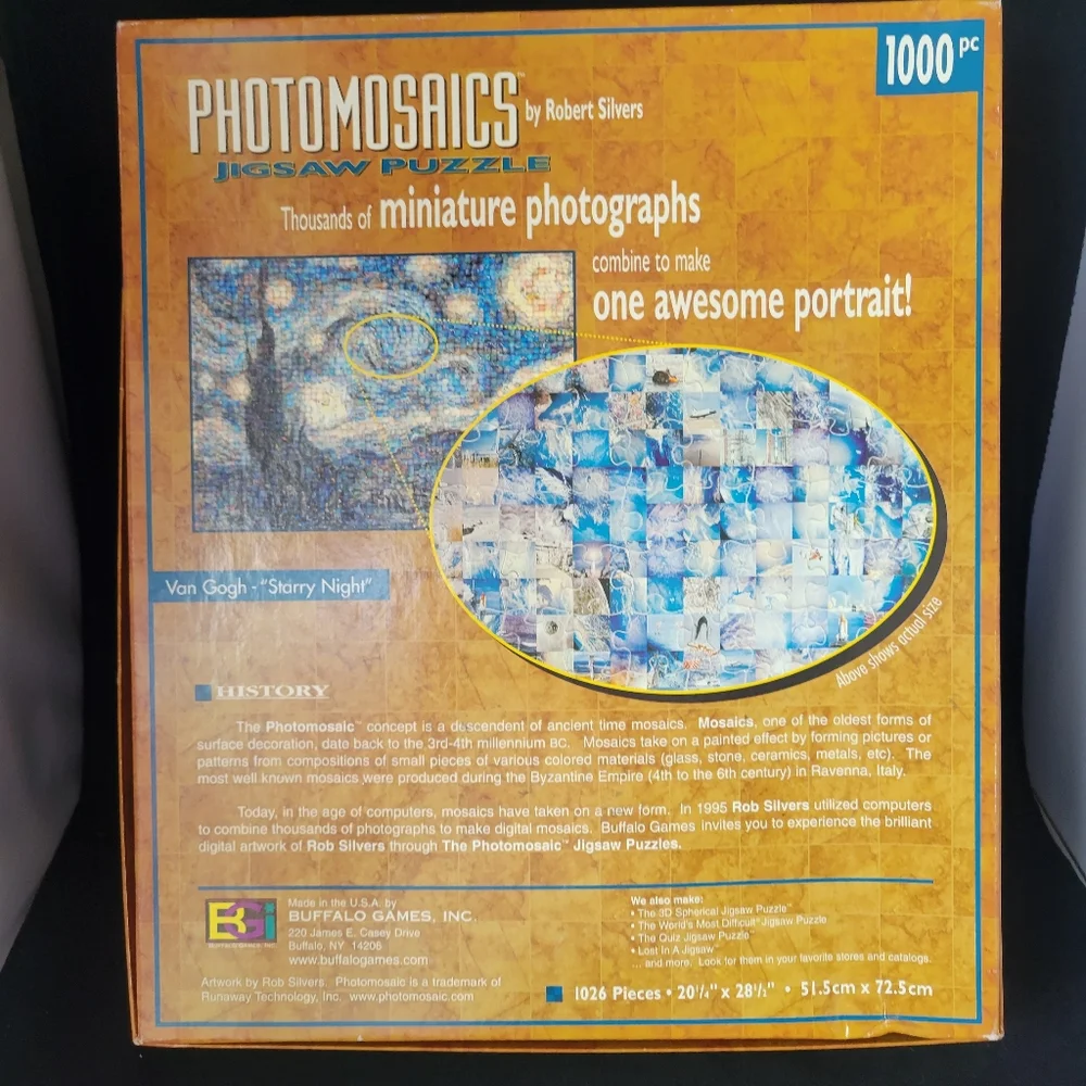NOB Robert Silvers Photomosaics 1000 PC Puzzle - Van Gogh "Starry Night" - NIB - Picture 5 of 9